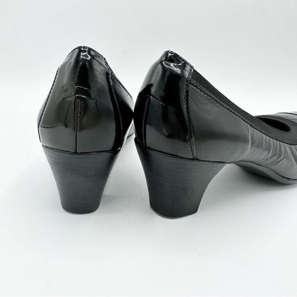 Munro Black Leather and Patent "Odette" Cap Toe Pumps Heels Sz Comfort 7.5M - Picture 7 of 16